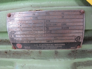 MOTOR, ELECTRIC TYPE, 20 HORSEPOWER, 460 VAC ELEC RATING, 3600 RPM, 256T FRAME, 24.9 AMPS, TEFC ENCLOSURE, 1.0 SERVICE FACTOR. HORIZONTAL, NEMA DESIGN TYPE B, INSULATION CLASS B, 80 DEGREE C MAX TEMP RISE OVER 40 DEGREE C AMBIENT (W-44) LOADING & HANDLING FEE $15-